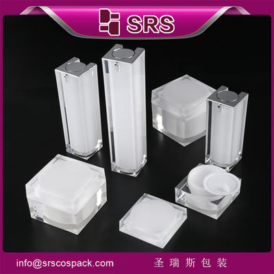 ซื้อ SRS ขายส่งปลีก ขนาดเปล่า สี่เหลี่ยม acrylic ครีมดูแลผิวหนัง กระปุกและขวดน้ํายากับปั๊ม online manufacture