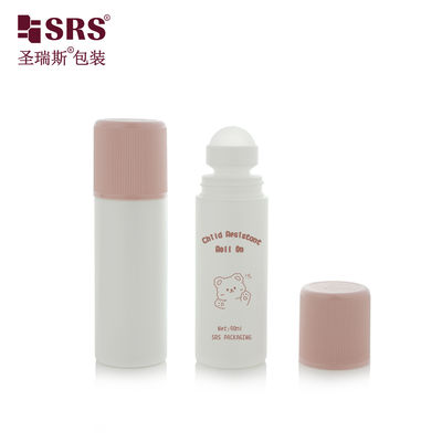 ซื้อ RPPD1-90ML Round White Bottle With Colored Ribbed CRC Cap Double Wall High End Roll On Bottle online manufacture