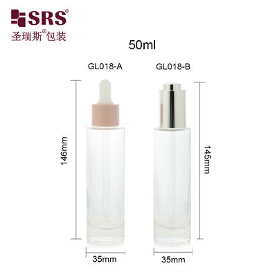 ซื้อ GL018 ขวดดรอปเปอร์แก้วทรงกระบอก 50 มล. ทรงกลม ผนังหนา สำหรับเซรั่มบำรุงผิว online manufacture
