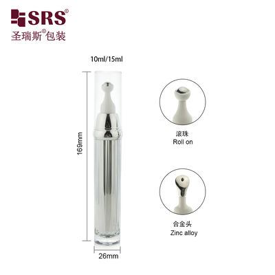ซื้อ AY009 10ml 15ml Customized Shiny Silver Metallic Acrylic Airless Roll On Bottle สําหรับครีมดวงตา ไม่มีการรั่ว online manufacture