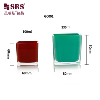 ขายปลีก หรูหรา เปลือง ปรับแต่ง สีสี่เหลี่ยม กระจกเทียนแก้ว