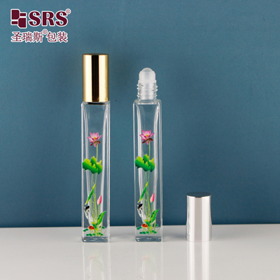 10ML รอยทรงสี่เหลี่ยมบนขวด พร้อมพิมพ์ 3D ดอกไม้ กระปุกลูกกล่อง