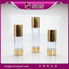 SRS 2015 ผลิตภัณฑ์ใหม่ในประเทศจีนว่าง 15ml 30ml 50ml ทองกล่องปั๊มปั๊มไม่มีอากาศ