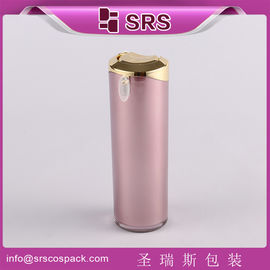 SRS 2015 ตัวอย่างฟรี ขายปลีกพลาสติกเครื่องสําอางสีชมพูกลม ข้างว่าง กระป๋องน้ํายาอะคริลิค