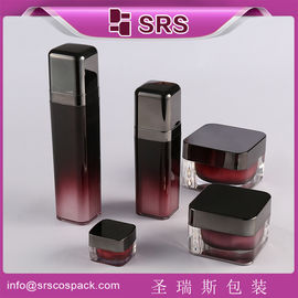 SRS ฟรีตัวอย่าง Acrylic สี่เหลี่ยมครีมกระปุกและพลาสติกน้ํายาชุดขวดบรรจุเครื่องสําอาง
