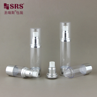 15ml 30ml 40ml 50ml กลมโปร่ง AS ซีรั่มเครื่องสําอาง กระป๋องไม่มีอากาศ