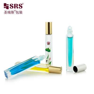 10ML รอยทรงสี่เหลี่ยมบนขวด พร้อมพิมพ์ 3D ดอกไม้ กระปุกลูกกล่อง
