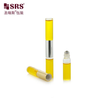 SGB2-5ml + 5ml ขวดแก้วปลายคู่ใสใสพร้อมลูกเหล็กสำหรับน้ำหอมน้ำมันหอมระเหย