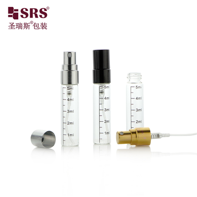 BLPA-5ML กระป๋องกระจกท่อโปร่งใส พร้อมปั๊มสเปรย์หมอกละเอียด สําหรับบรรจุน้ําหอม จํานวนน้อย