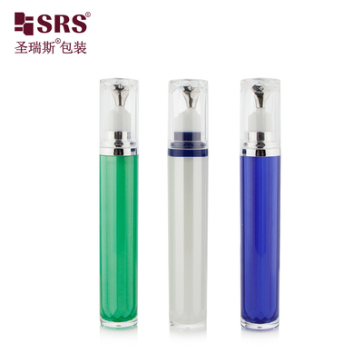 LR001-15ML กระป๋องภายนอกสีเรือนสีเรือนแบบแคริลิก พร้อมเครื่องใช้โลหะสําหรับครีมตา