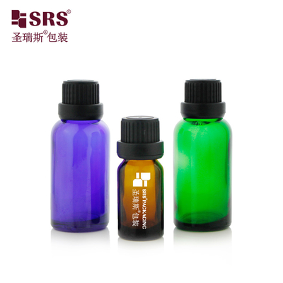 G004 กระป๋องกลมแก้วสีเขียวสีน้ําเงิน แมบเบอร์ สีฟ้า พร้อมหมวกสกรูใหญ่ TE Cap สําหรับยาน้ํามัน