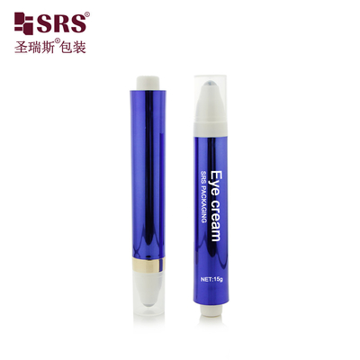 AY 10ML 15ML พลาสติกรีไซเคิล ปั๊มปั๊มปัดออกแบบลูกกลองกล่องพร้อมกล่องสําหรับวงกลมสีดํา ลดครีมตา