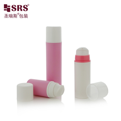 A0211 15ml 30ml 50ml รูปทรงกลม สวย พลาสติก ปั๊มไร้อากาศ โลชั่น กระป๋องสีชมพู Snap On Design Pump