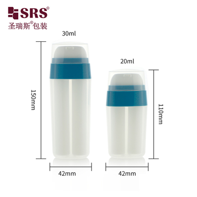 PA214 20ml 30ml รูปทรงโอวาล ท่อสองพลาสติก PP PCR กล่องปั๊มโลชั่นไร้อากาศ