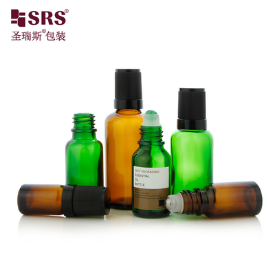 5ml 10ml 15ml 20ml 30ml 50ml 100ml แอมเบอร์ สีฟ้าใส สีเขียว กระจกม้วนบนขวด