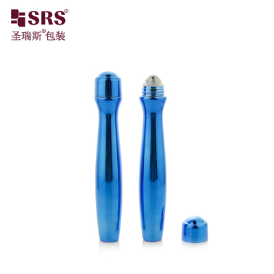 SRS8447-15ML โลหะ สีน้ําเงินกระจ่างใส พลาสติก PETG รอลล์บนขวด พร้อมเครื่องนวดลูกเหล็ก