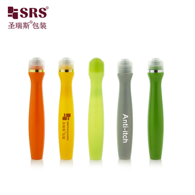 SRS8447-15ML การฉีด กระป๋อง PETG สีที่กําหนดเอง รูปทรงเรเดียน สําหรับกระป๋องลูกกลองม้วนเหลวเพื่อป้องกันการกัดข่วน