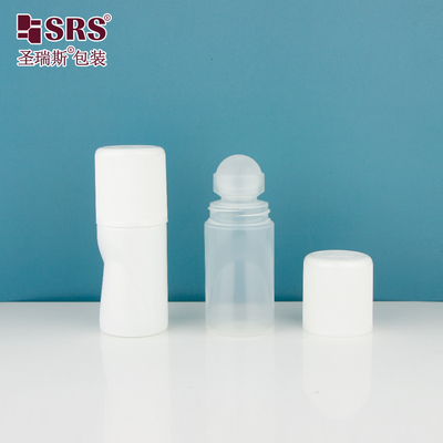 RPPB1-50ML กระป๋องพลาสติกทรงเอกลักษณ์ที่มีครอบ CR กระป๋องลูกกลองม้วนสําหรับเจล ดีโอเดอร์แรนท์ แอนติเพรสไพรท์ แพคเกจ ไม่มีการรั่ว