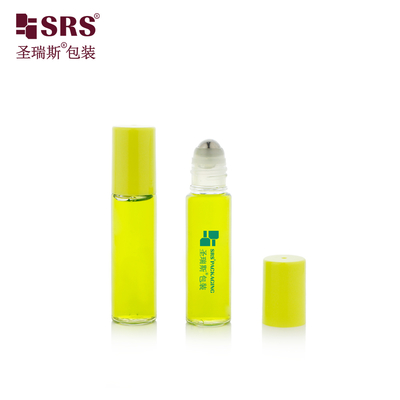 PET-10ML ขวดพลาสติก PET ใส ผิวเงา บรรจุภัณฑ์แบบลูกกลิ้งพร้อมลูกบอลเหล็กนวด
