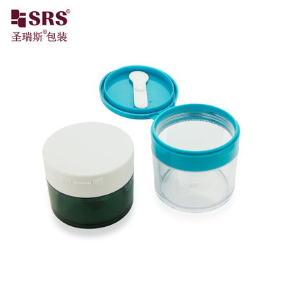 PETG003 100g 120g 150g 200g 250g กระปุกขัดผิวกายพลาสติกสีโปร่งแสงแบบกำหนดเอง พร้อมช้อนและแม่เหล็ก