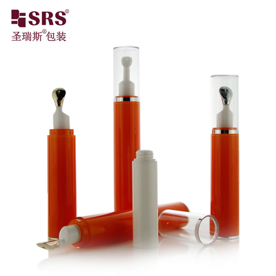 AY007 10ML 15ML ขวดบรรจุภัณฑ์ลูกกลิ้งแบบ Airless AS Plastic พร้อมหัวโลหะ สีที่กำหนดเอง