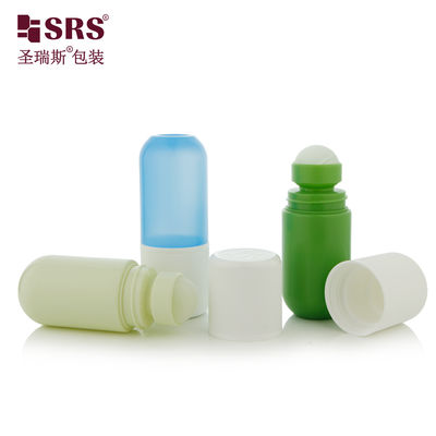 RPPA1-50ML ขวดพลาสติก PP PCR ก้นกลมพร้อมลูกกลิ้งสำหรับบรรจุภัณฑ์ระงับกลิ่นกาย CRC