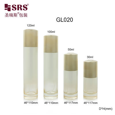 GL020 30ml 50ml 100ml 120ml กระป๋องแก้วโปร่งว่างหรูหรา พร้อมปั๊มน้ํายาสําหรับครีมเสริม