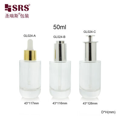 GL024 50ml Luxury Wholesale Customization Mold Glass Bottle With Different Type Dropper Lid For Facial Essence