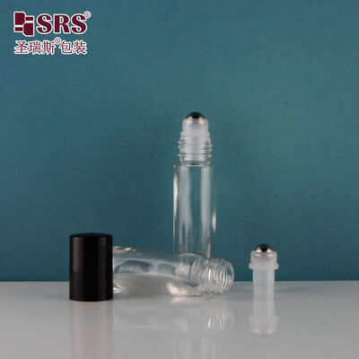 กระป๋องม้วนกระจก SRS 8ml กันรั่ว กระจกใสม้วนบนกระป๋องที่มีลูกม้วนเหล็กสําหรับน้ํามันหอมหอม