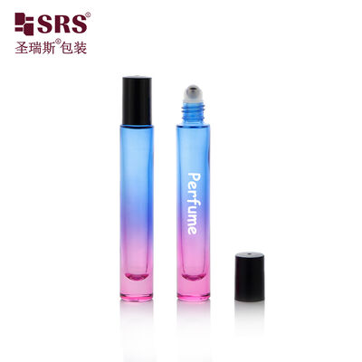 Gradient Thick Base Glass Roll On Bottle 10ml Refillable Container For Essential Oil Perfume