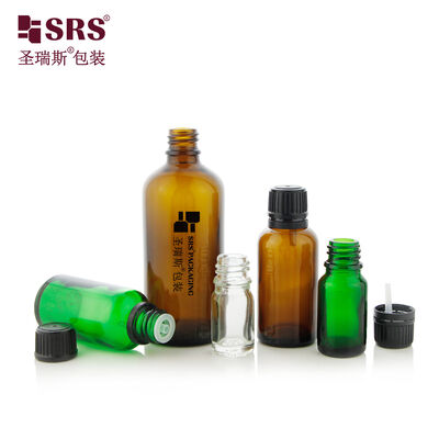 Factory Direct Tamper Evident Green Amber Glass Essential Oil Bottle for Aromatherapy Massage Oil Perfume