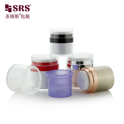 ถังกรองครีมปั๊มแบบแอคริลิคแบบไม่มีอากาศ 15ml 30m 50ml สีที่กําหนดเอง