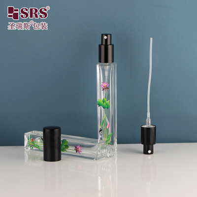 รูปทรงสี่เหลี่ยม กระจกว่างโปร่งกระจกหรู สเปรย์ปั๊มน้ําหอม 10ml